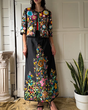 00s Rozae Nichols Raffia Embroidered Jacket | M