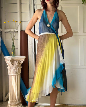 00s Ombre Silk Halter Dress | S