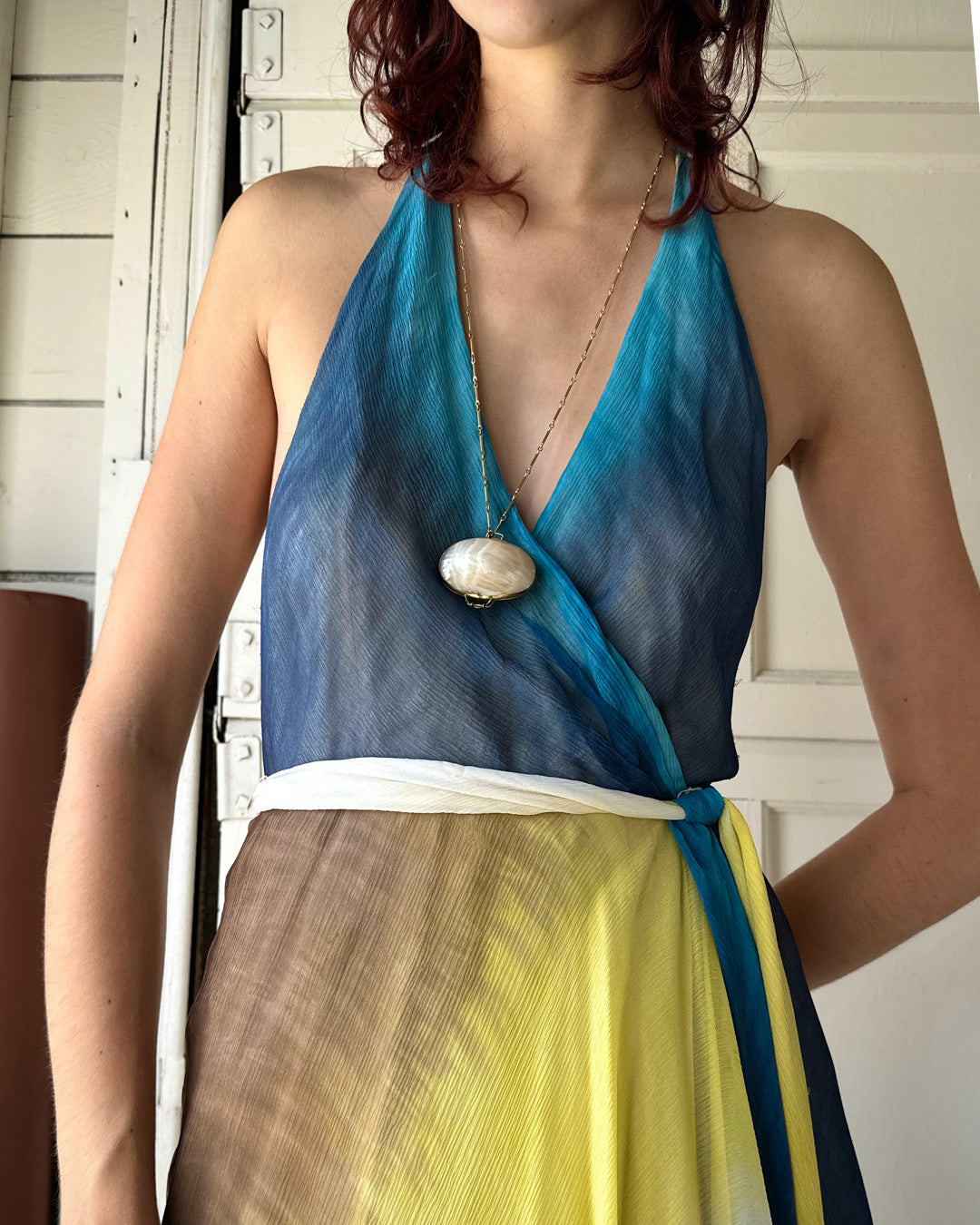 00s Ombre Silk Halter Dress | S