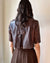 00s Brown Cropped Leather Jacket | S