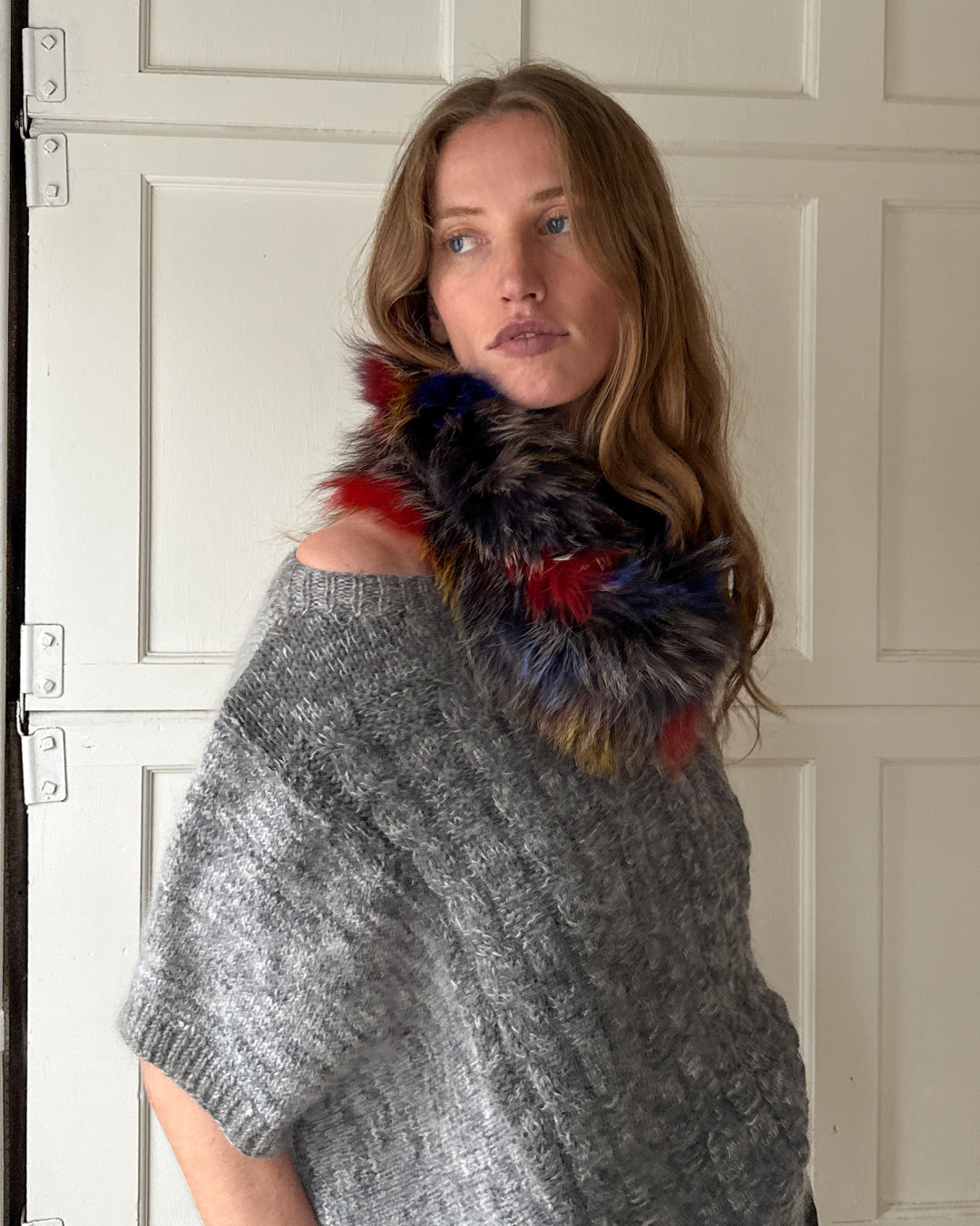 00s Colorful Fox Fur Scarf