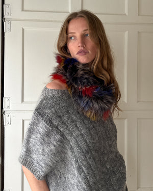 00s Colorful Fox Fur Scarf