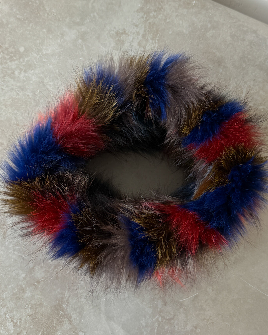 00s Colorful Fox Fur Scarf
