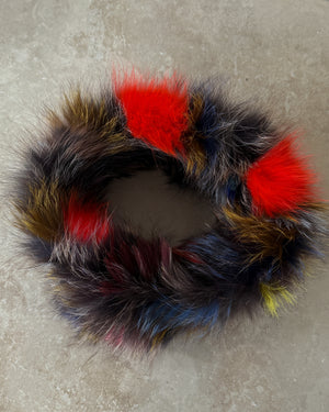00s Colorful Fox Fur Scarf