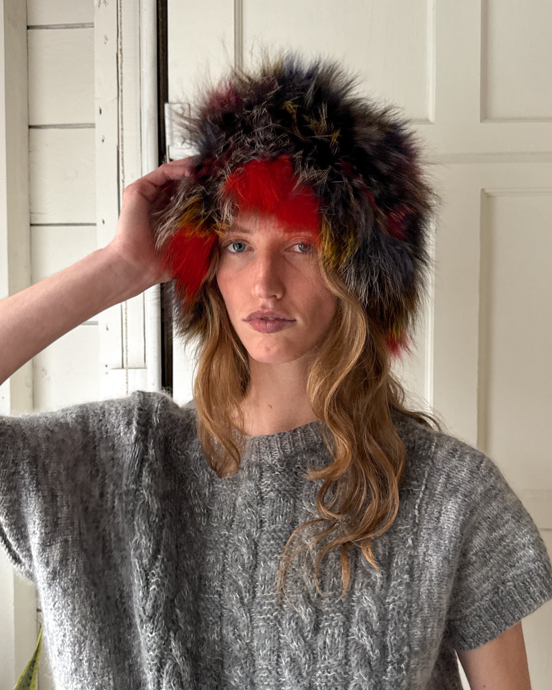 00s Colorful Fox Fur Scarf