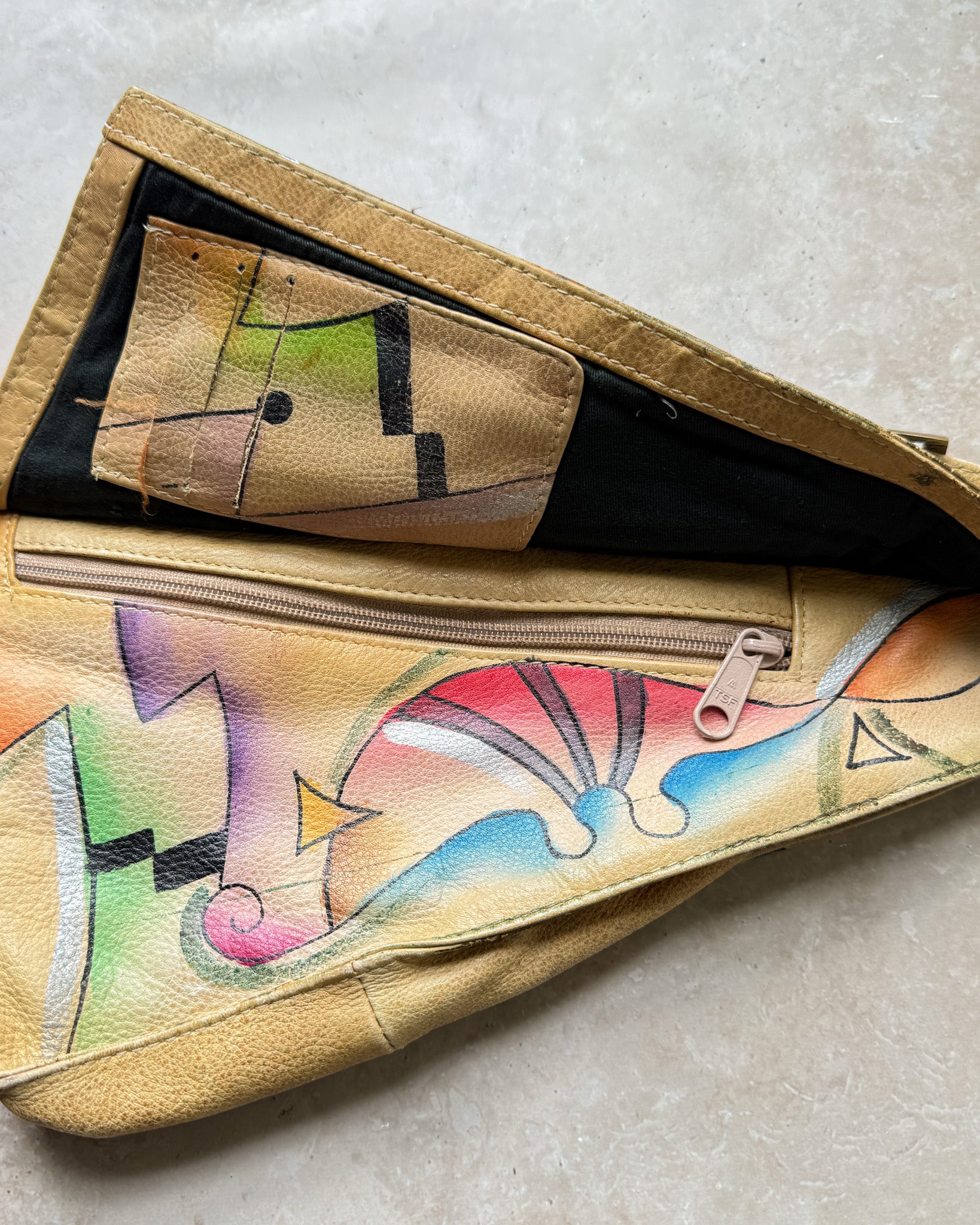 80s Painted Leather Hip/Sling Bag