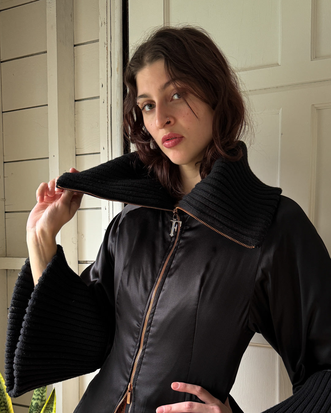00s Ferre Silk Satin Bomber | S-M - Lucky Vintage