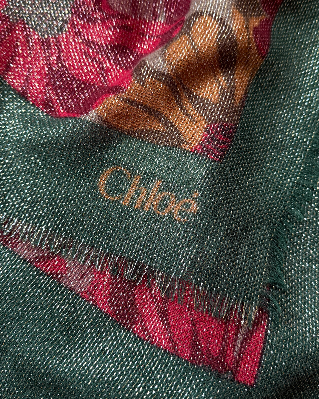 Chloe Floral Metallic Wool Shawl