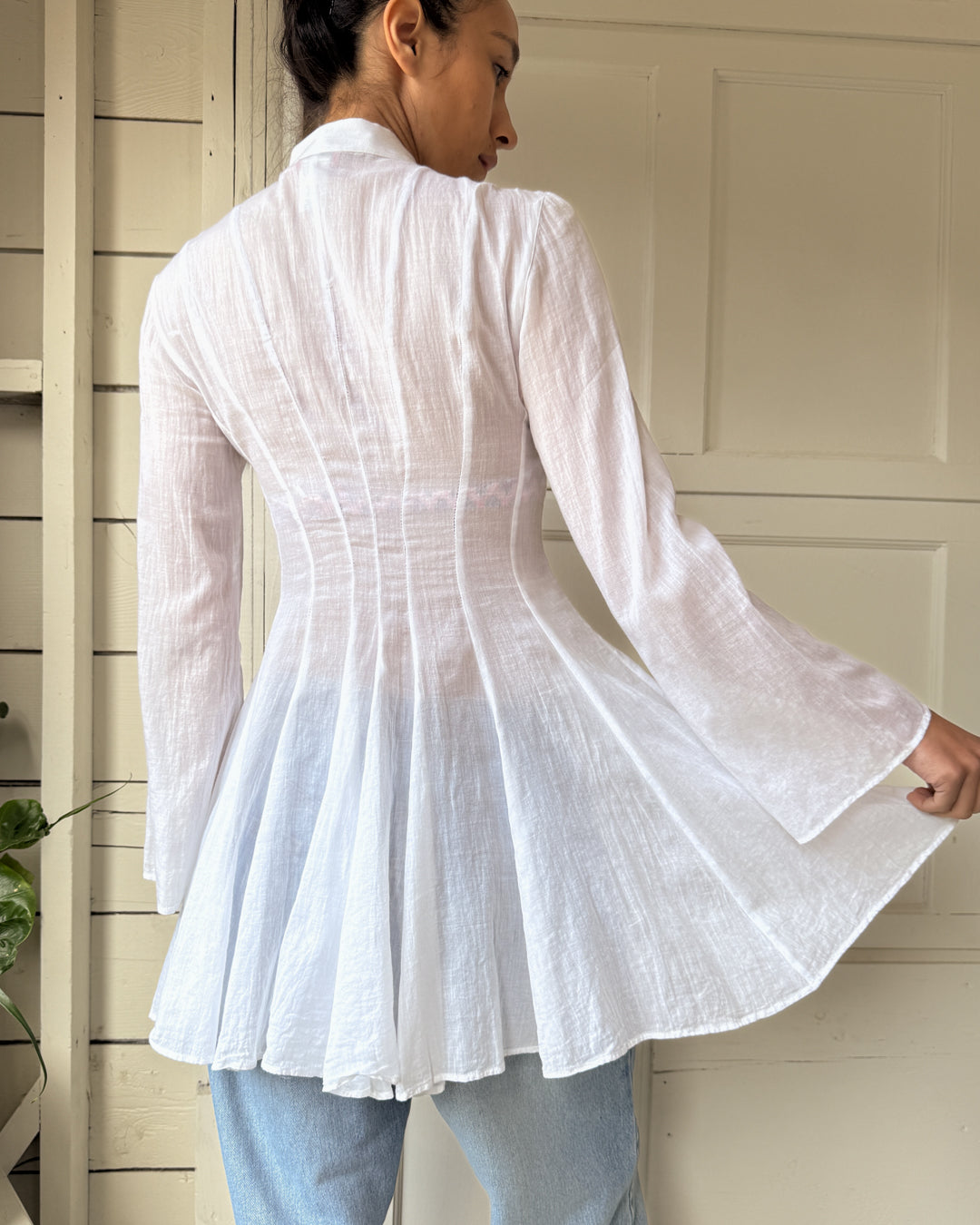 90s Kenzo White Cotton Tunic | S