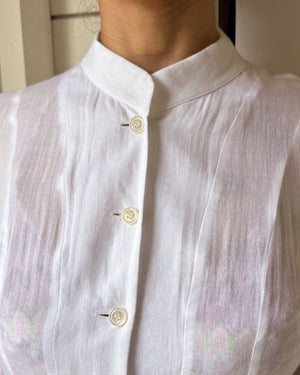 90s Kenzo White Cotton Tunic | S