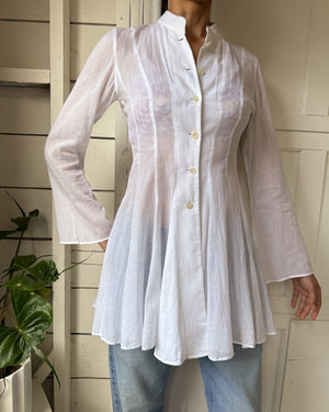 90s Kenzo White Cotton Tunic | S