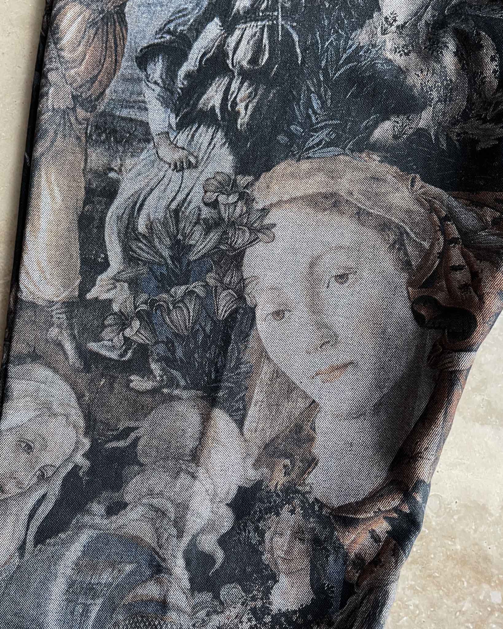 00s Botticelli Print Flare Pants