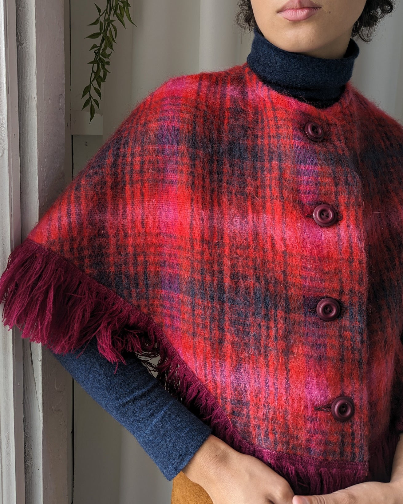 60s Tartan Mohair Capelet | XS-XL - Lucky Vintage