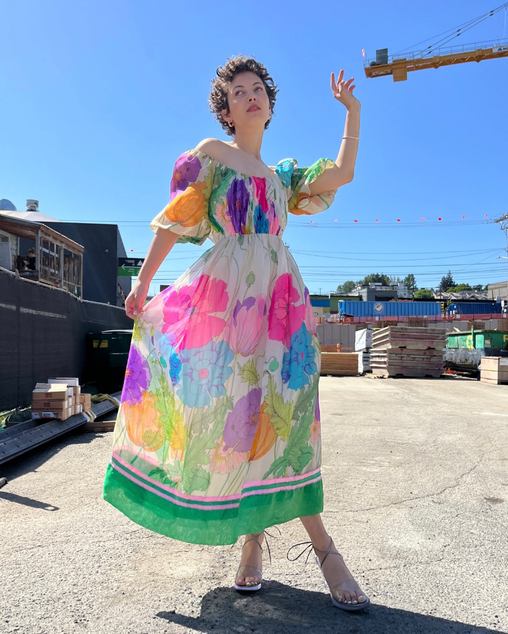 60s Victoria Royal Silk Floral Gown