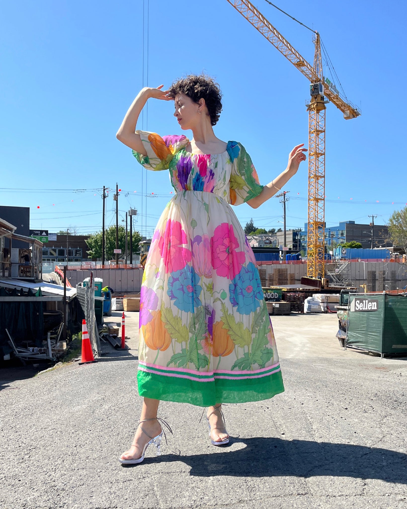 60s Victoria Royal Silk Floral Gown