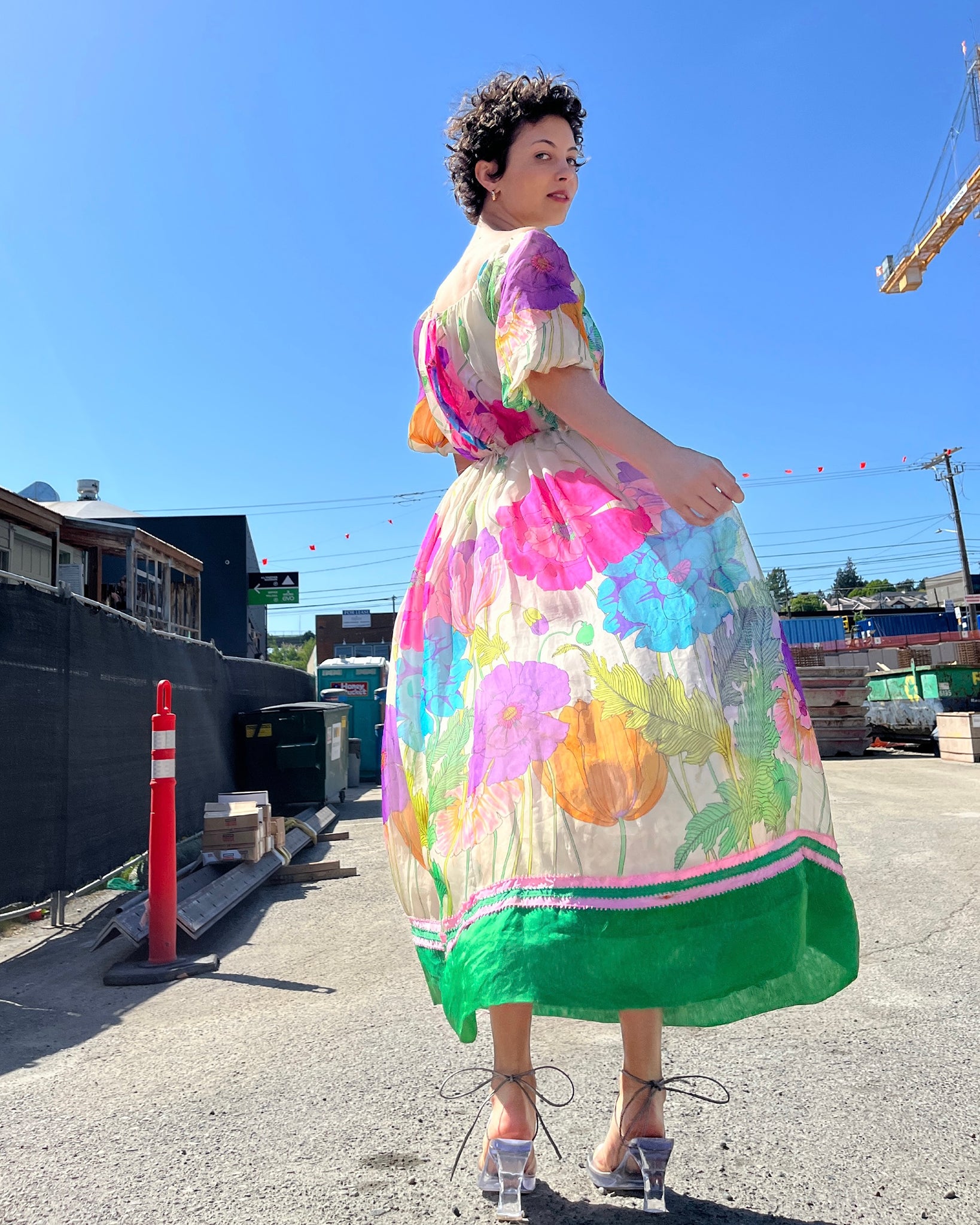 60s Victoria Royal Silk Floral Gown