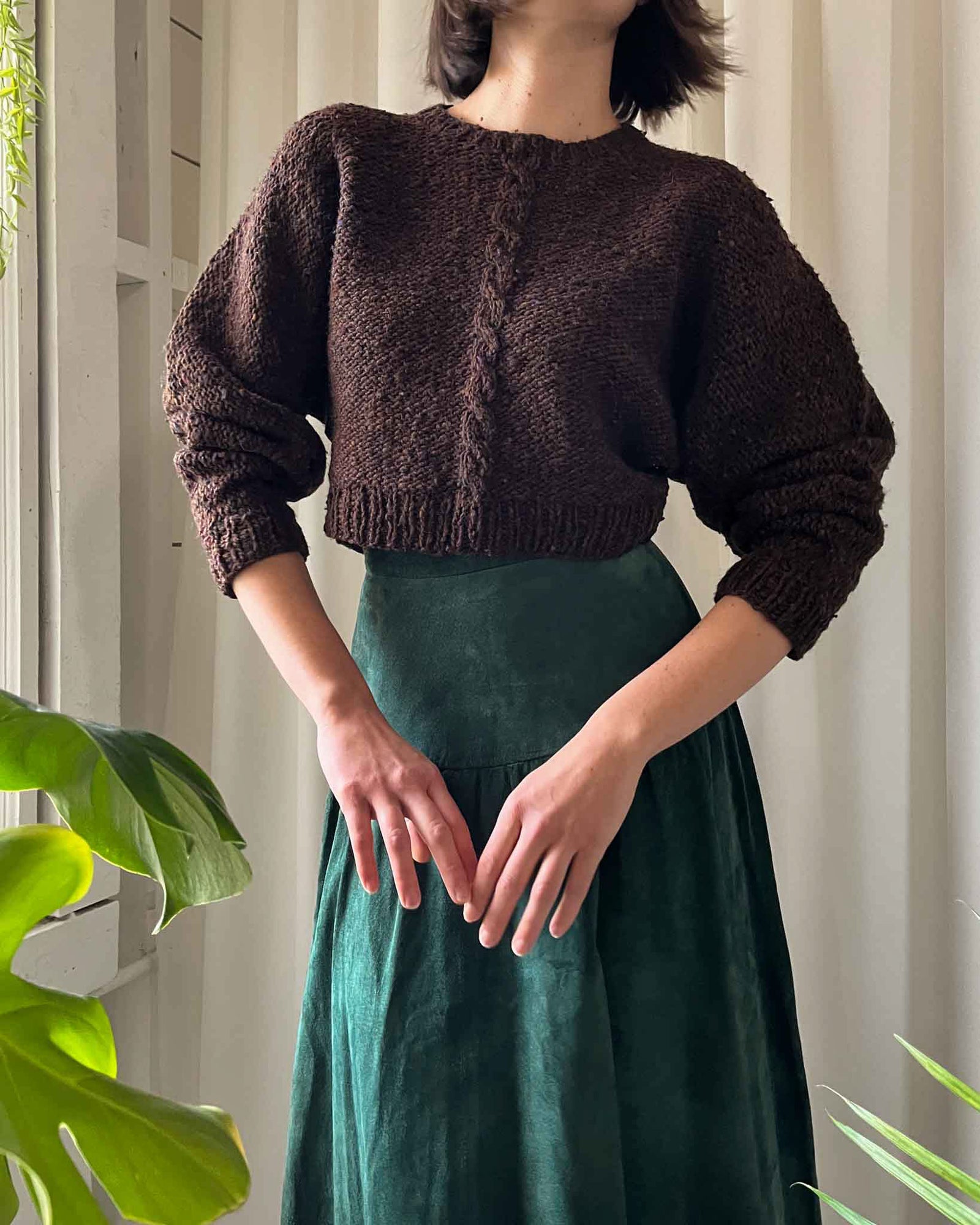 80s Perry Ellis Cropped Wool Sweater