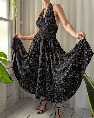 80s B+W Dotted Halter Dress | S-M 80s B+W Dotted Halter Dress | S-M