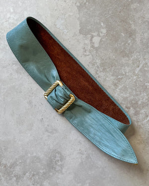 70s Dusty Teal Leather Belt