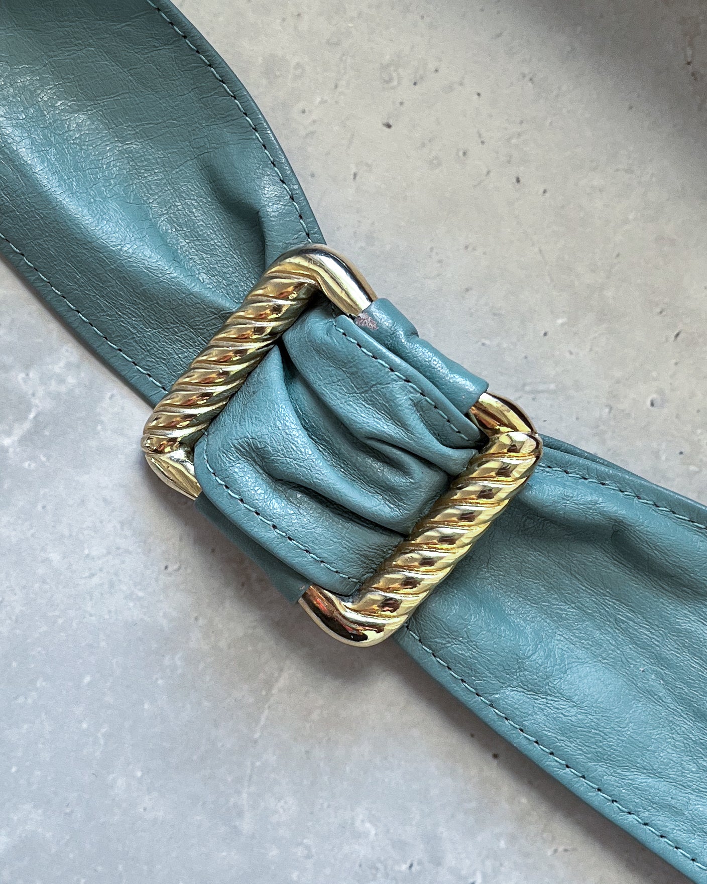 70s Dusty Teal Leather Belt