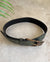 90s Green Leather Wrapped Buckle Belt | M