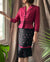 90s Embroidered Silk Skirt Suit | S
