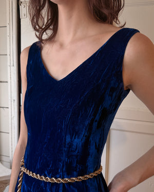 80s Betsey Johnson Crushed Velvet Dress | XS-S