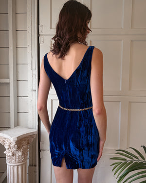 80s Betsey Johnson Crushed Velvet Dress | XS-S