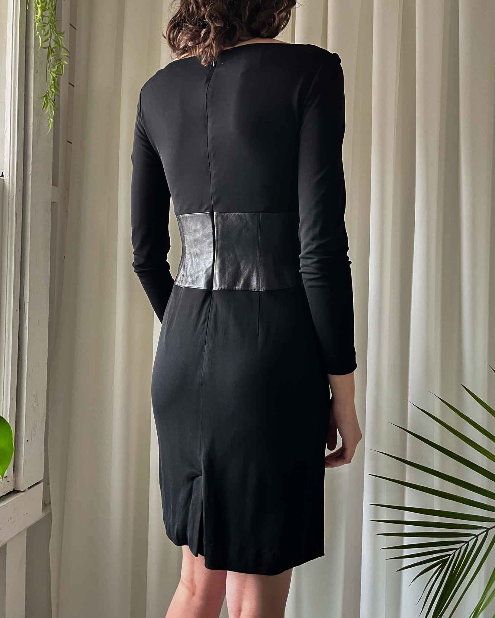 90s Black Leather Trim Dress | S-M 90s Black Leather Trim Dress | S-M