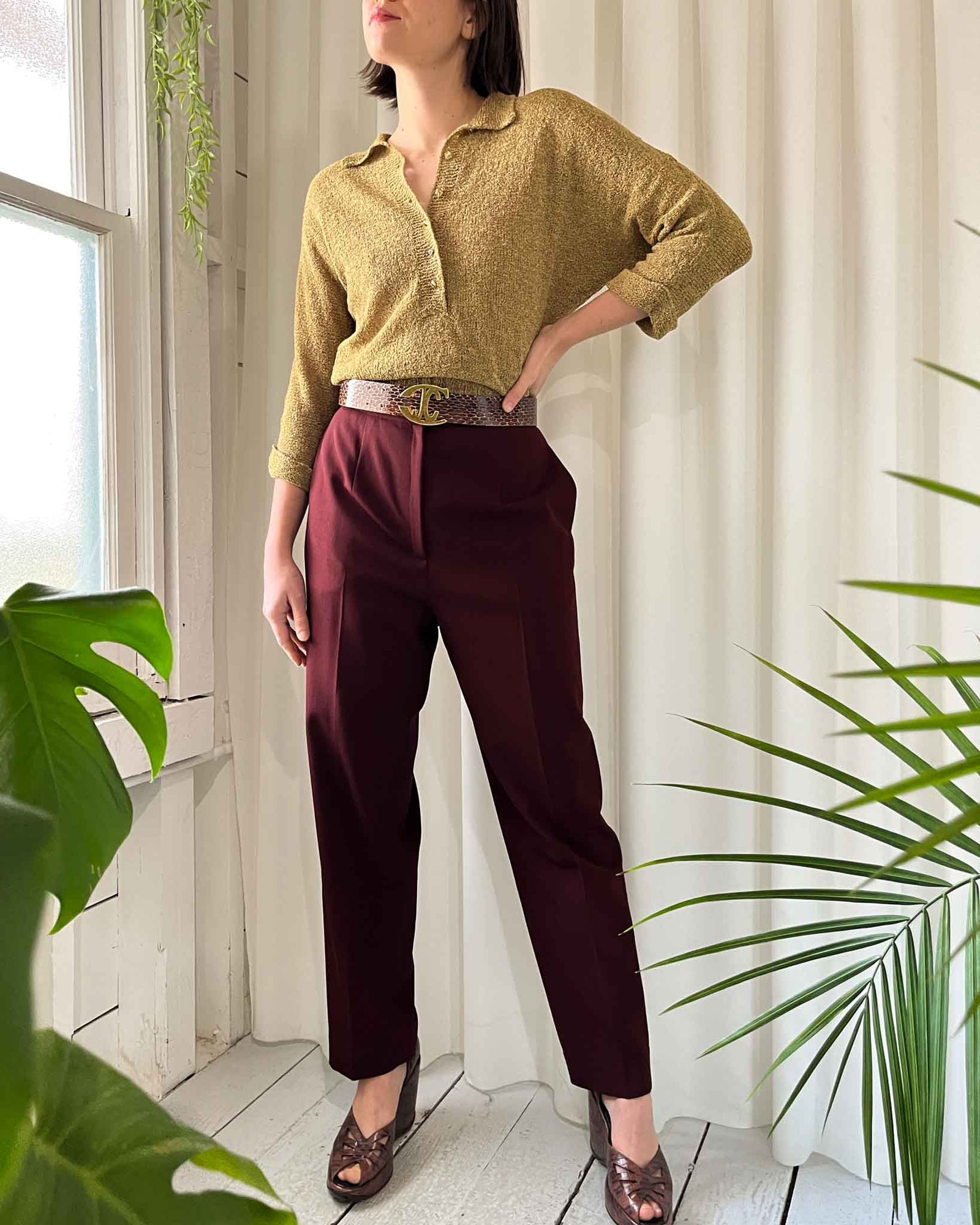 90s Burgundy Trousers | S