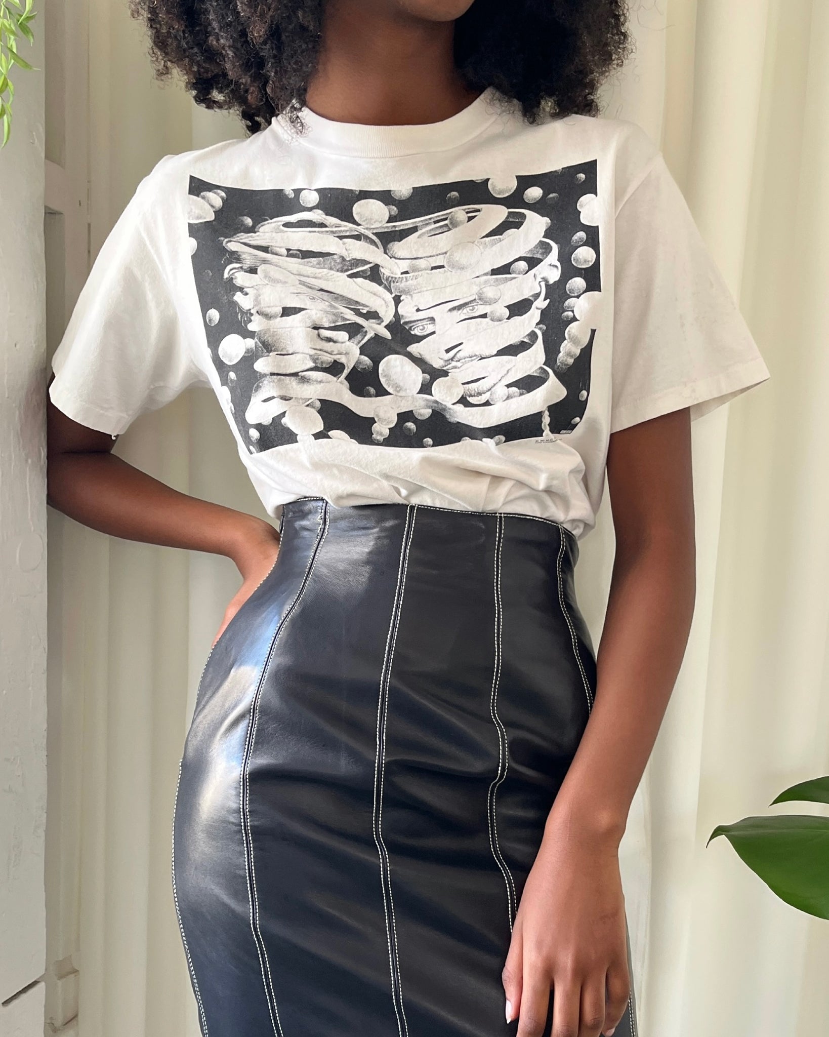 90s Escada Leather Skirt | S