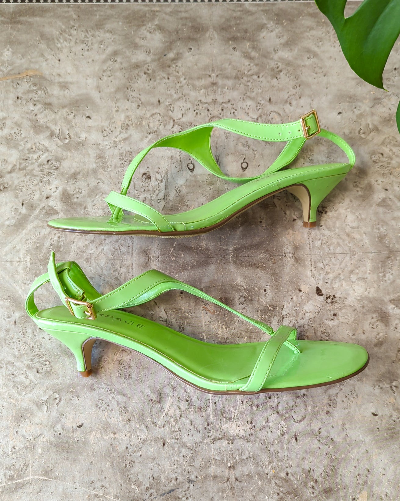 Public Desire Tobi Neon Lime Strappy Square Toe High Block Heels in Green |  Lyst