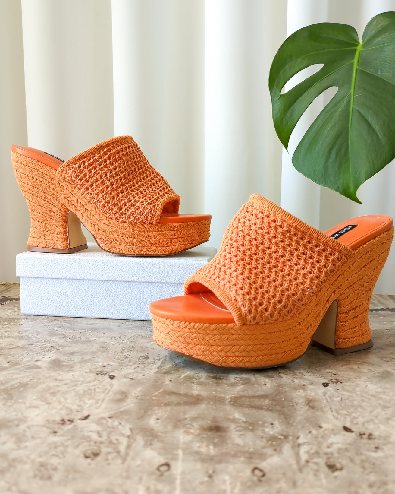 90s Orange Platform Heels