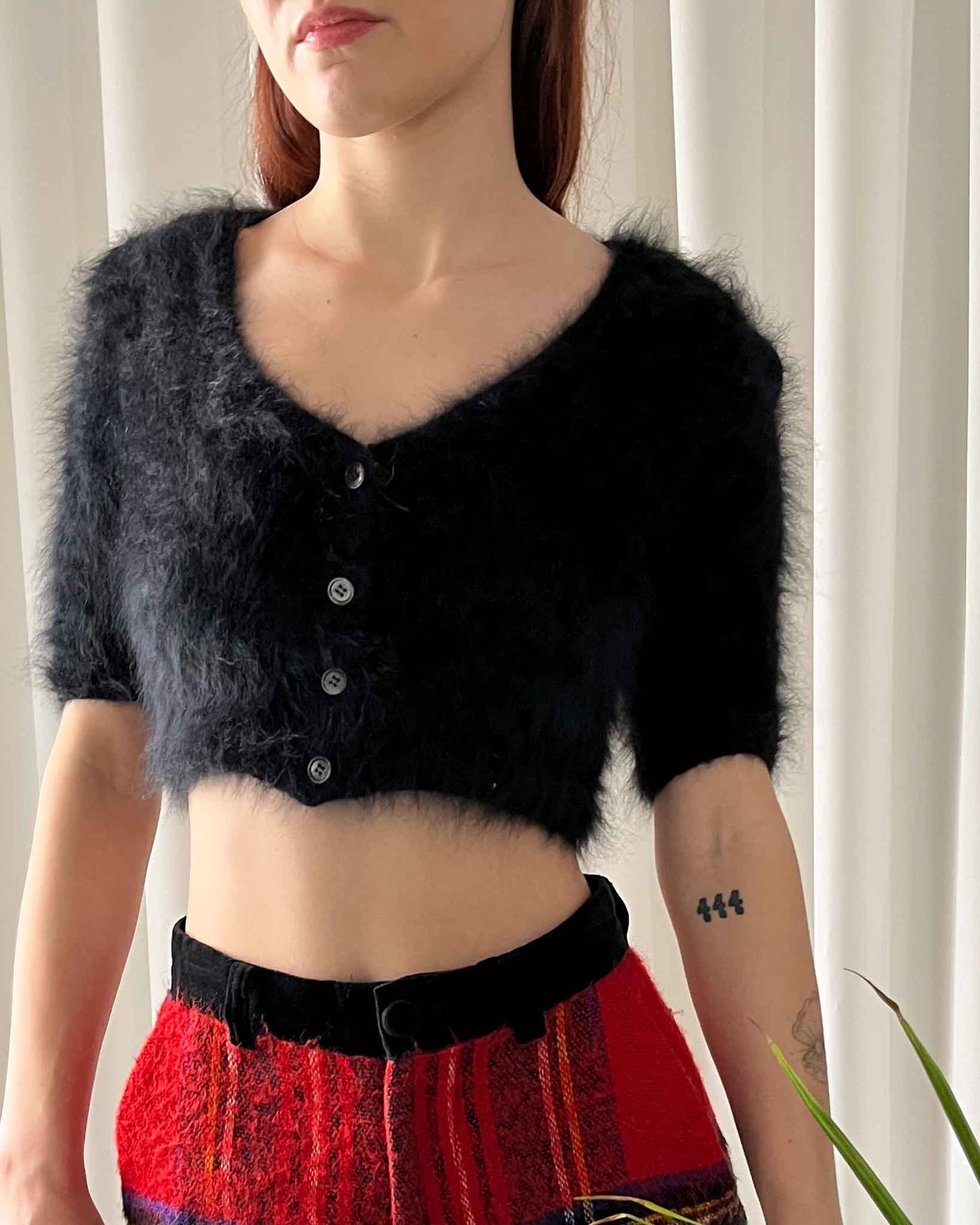 90s Perry Ellis Angora Cardigan | XS-S