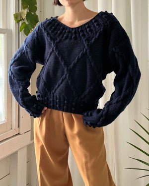 90s Navy Sweater | S-M