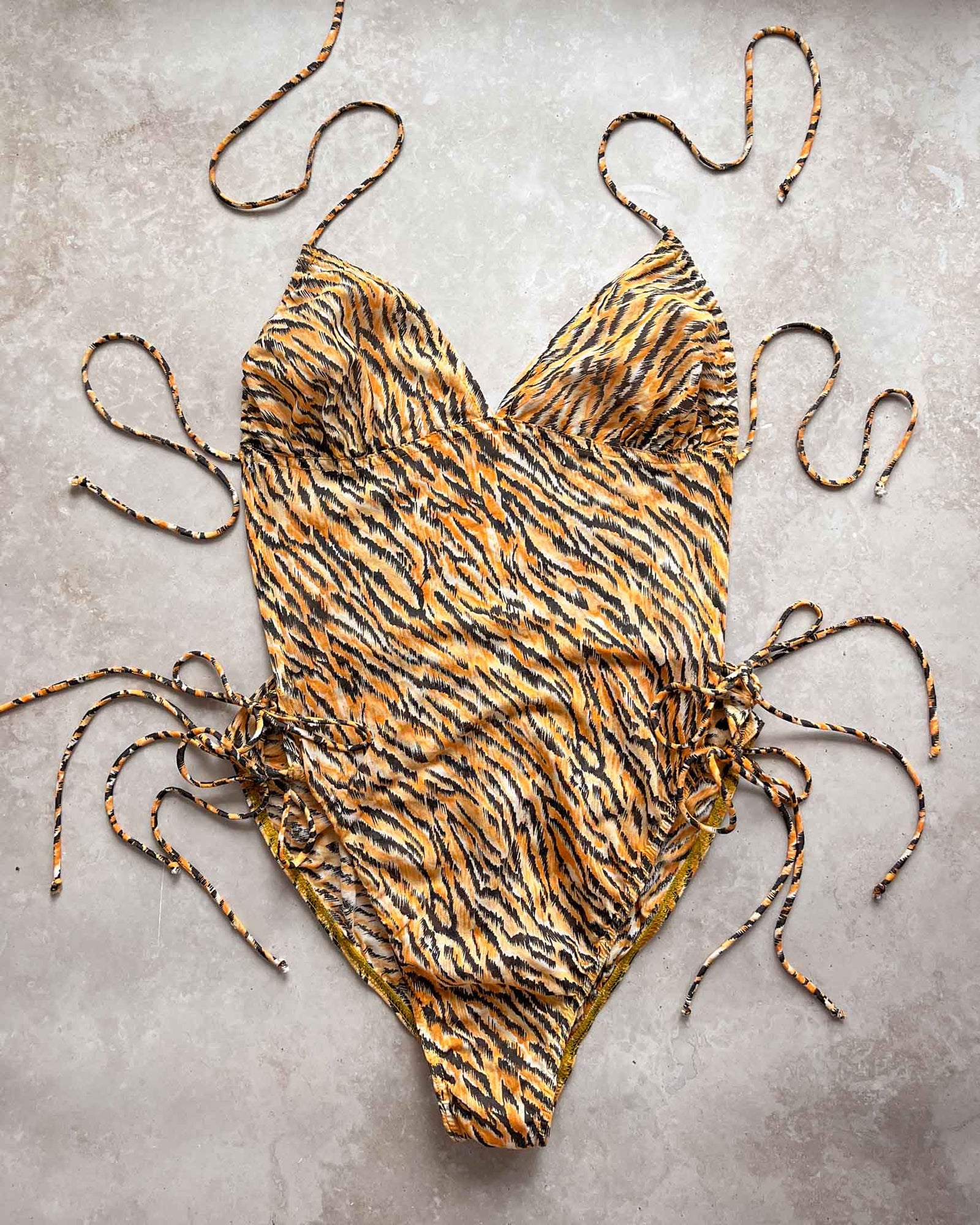 90s Strappy Tiger Bodysuit | XS