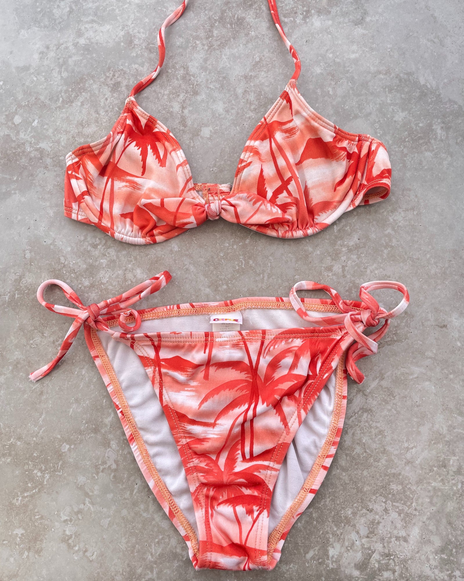 90s Tropical Print Bikini | XS