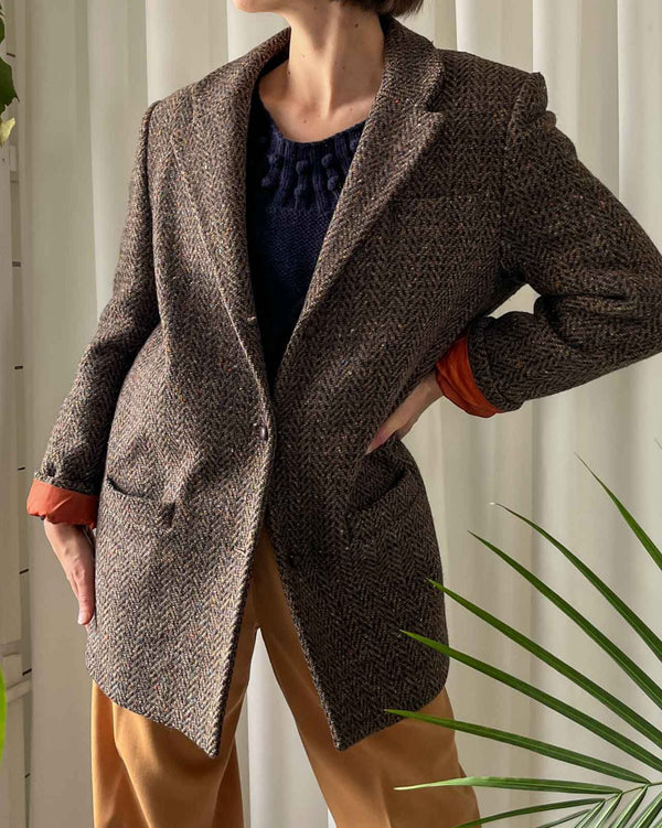80s Tweed Wool Blazer S-L Lucky Vintage1