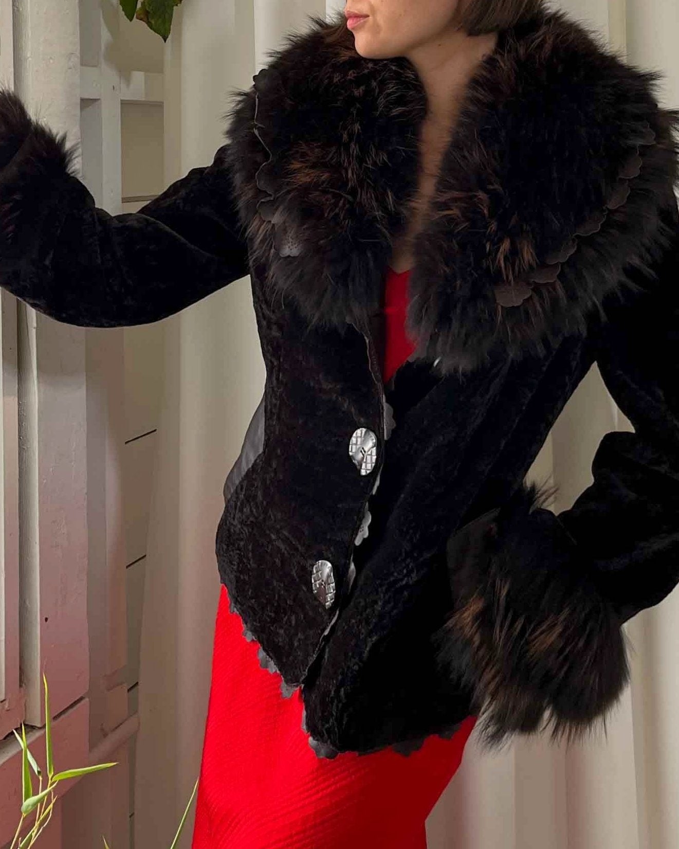 Vintage Black Fur top coat