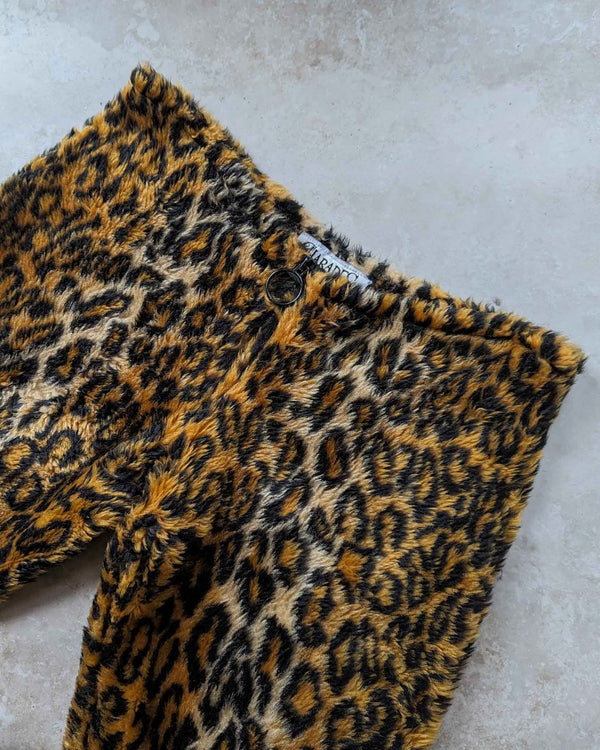 90s Leopard Print Furry Pants