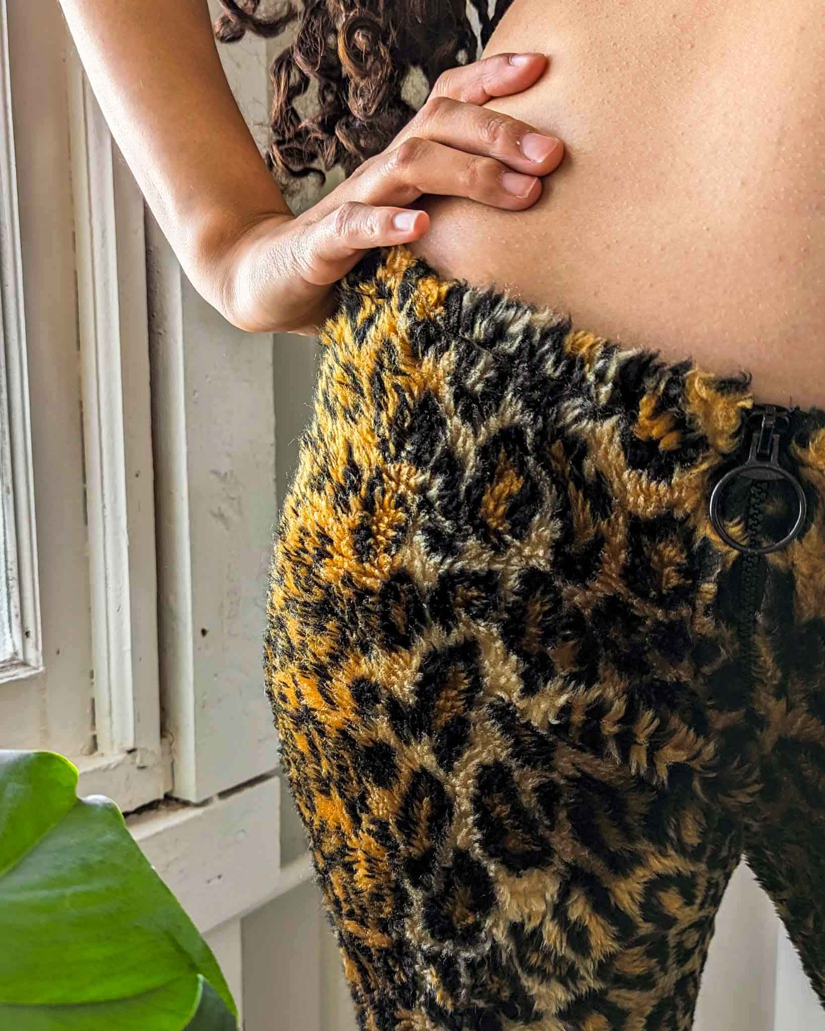 90s Leopard Print Furry Pants - Lucky Vintage