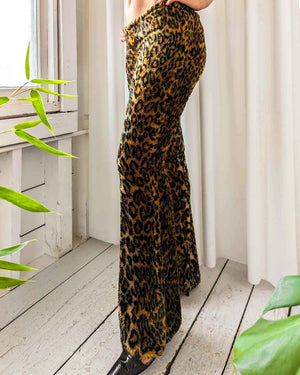 90s Leopard Print Furry Pants | S