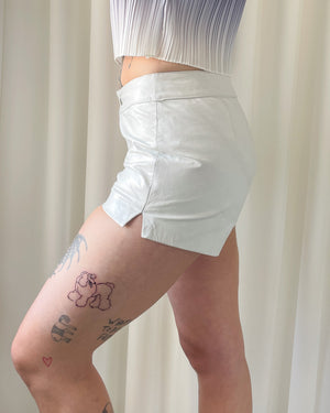 Y2K White Leather Shorts