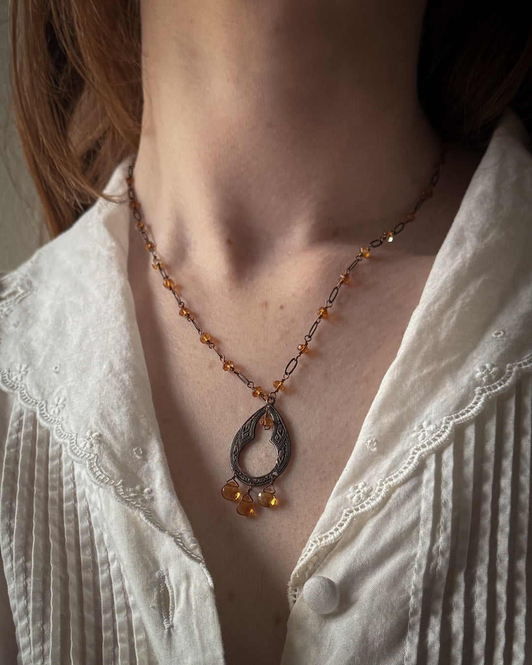 90s Copper Glass Beaded Necklace