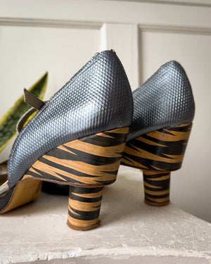 90s Leather & Wood Heels | 8