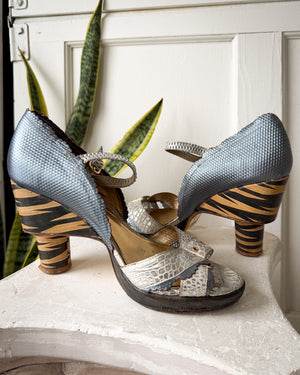 90s Leather & Wood Heels | 8