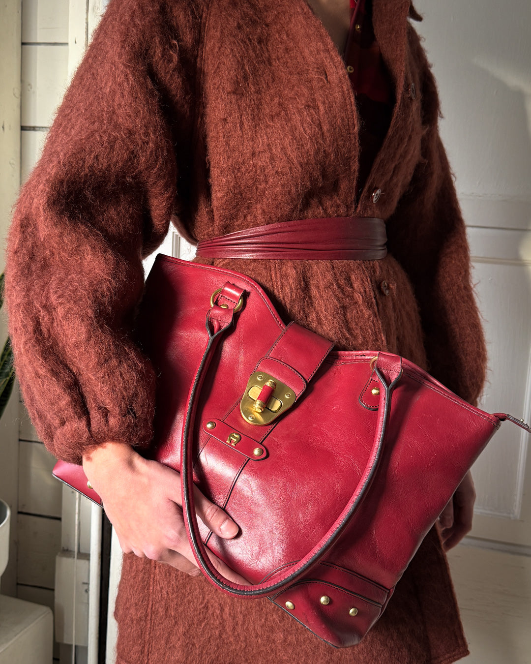 70s Aigner Red Leather Bag