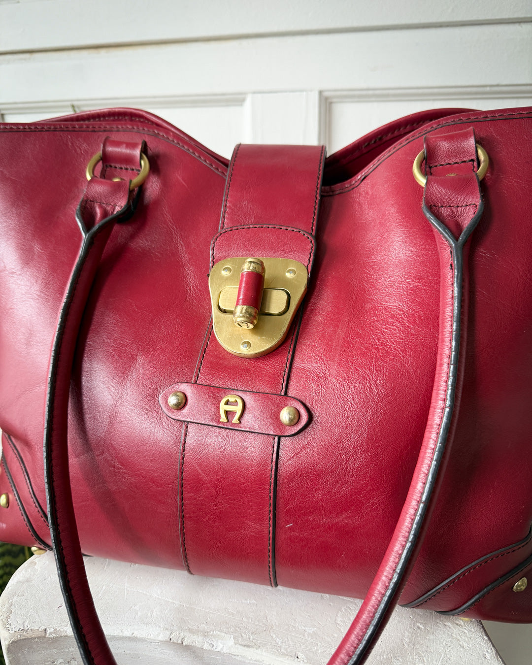 70s Aigner Red Leather Bag