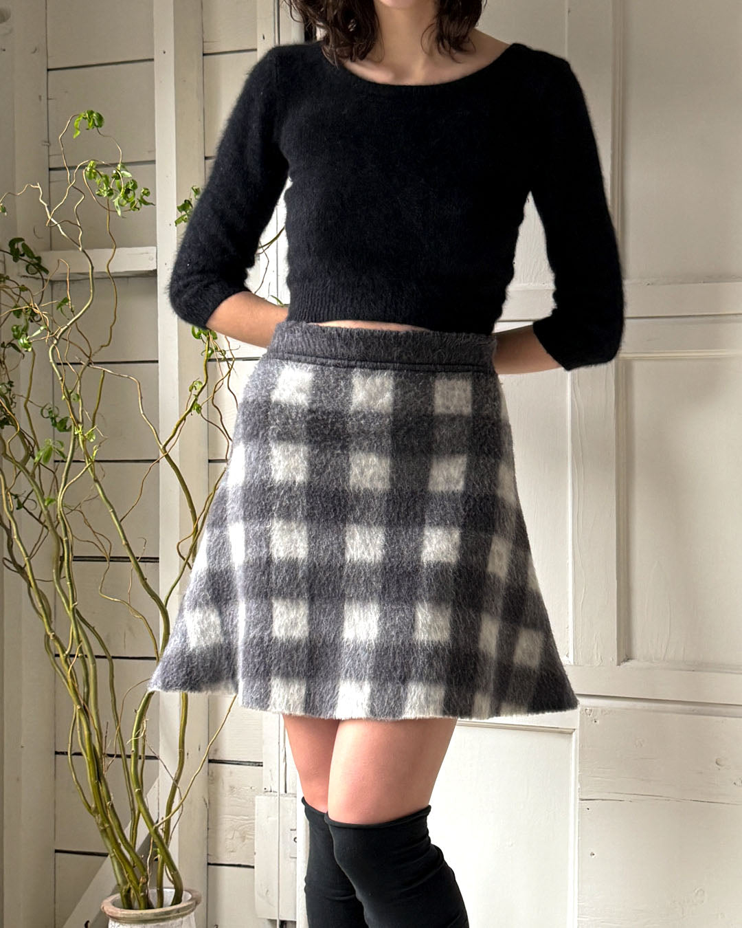 Balenciaga Plaid Wool Skirt | S