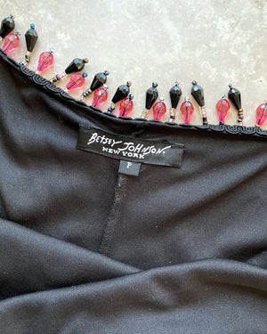 90s Betsey Johnson Embroidered Slip Dress